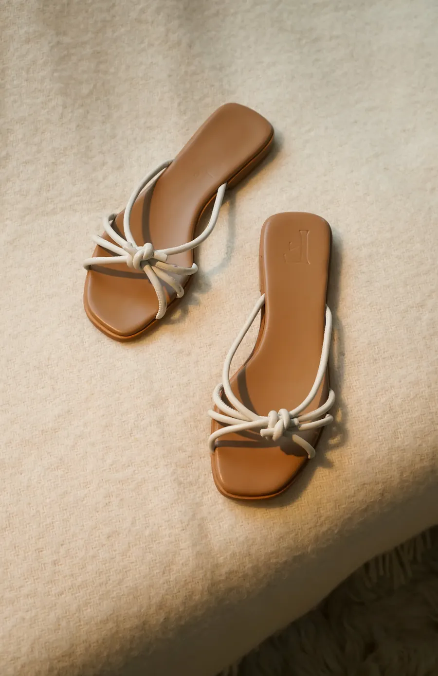 Yvette Leather Off White Flat Sandals