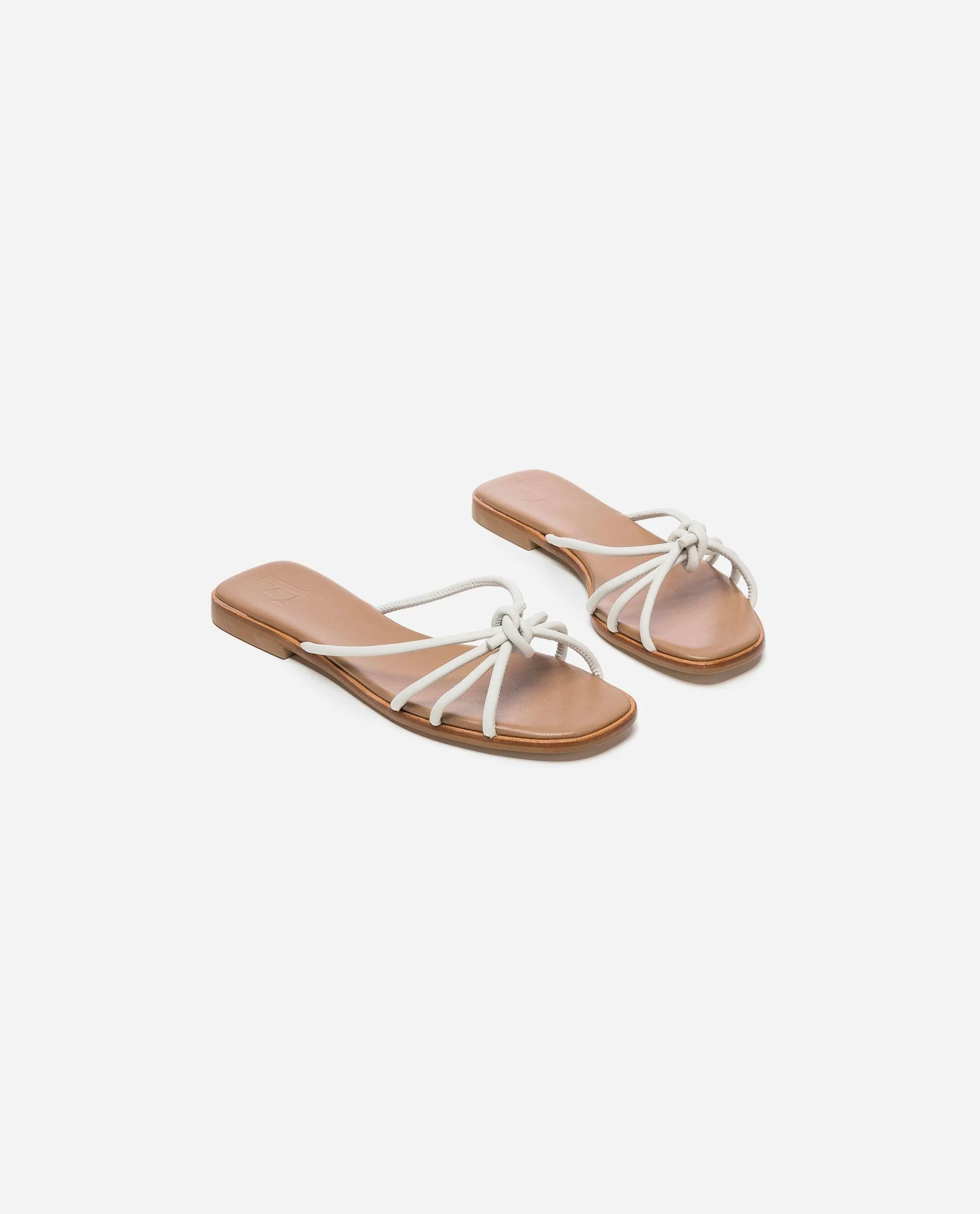 Yvette Leather Off White Flat Sandals