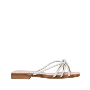 Yvette Leather Off White Flat Sandals