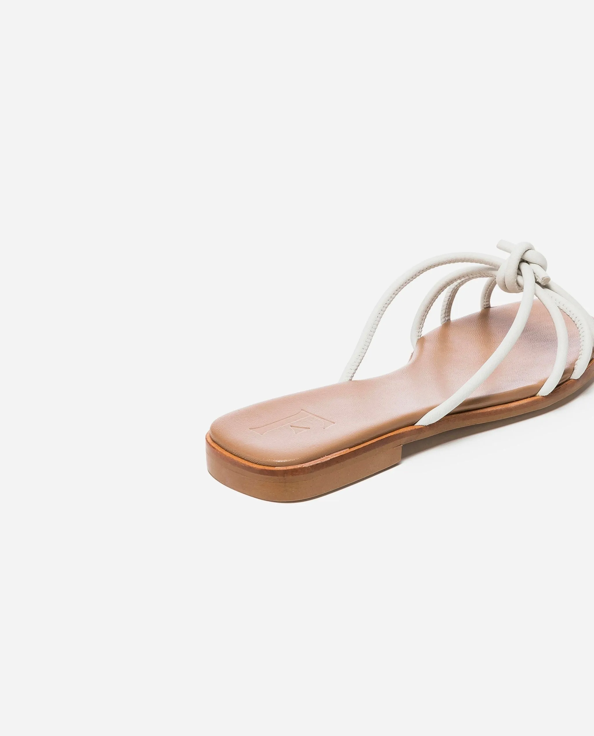 Yvette Leather Off White Flat Sandals